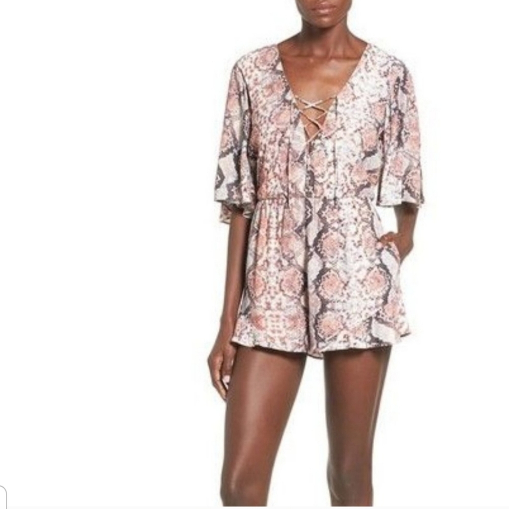 Lovers + Friends Snakeprint Spilt Sleeve R…